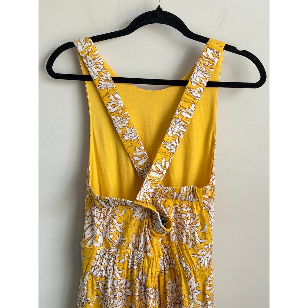 ME+EM Cotton Dahlia Print Gathered Maxi Sundress Yellow Multi Women's Size U 8 - Picture 7 of 10